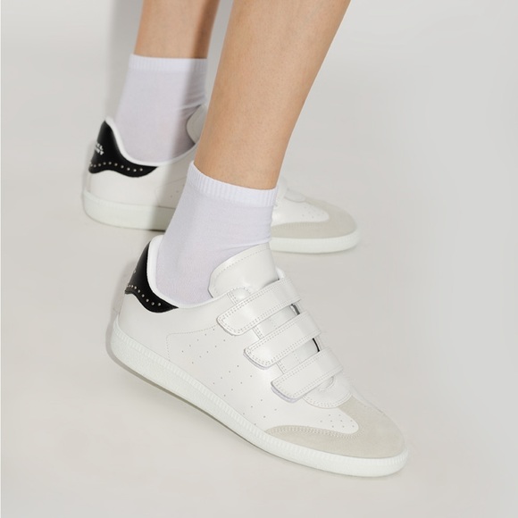 Isabel Marant Studded Classic Beth Sneaker in White/Black sz 40 New in Box - Picture 10 of 10